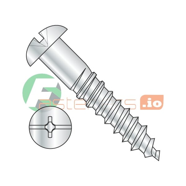Newport Fasteners Wood Screw, #14, 1-1/2 in, Zinc Plated Steel Round Head Combination Phillips/Slotted Drive, 1000 PK 824175 - main
